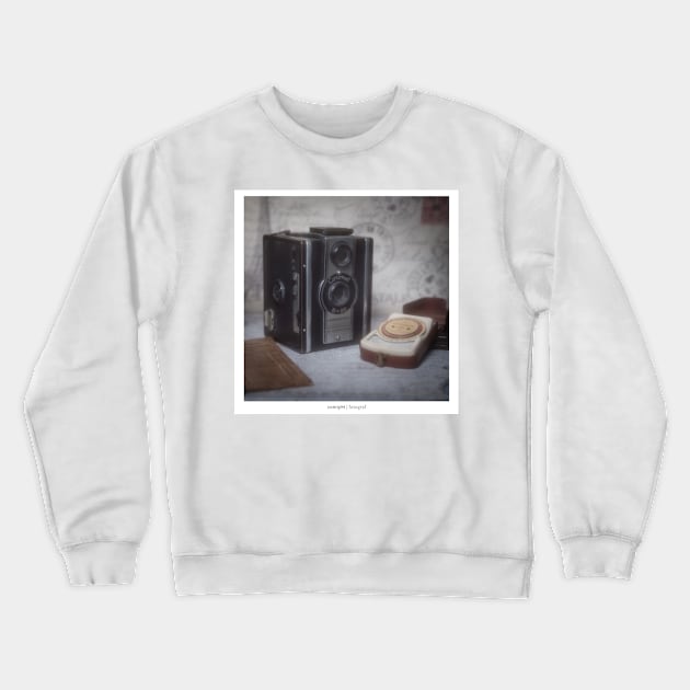 An old vintage camera with external exposure meter, as a poster Crewneck Sweatshirt by connyM-Sweden